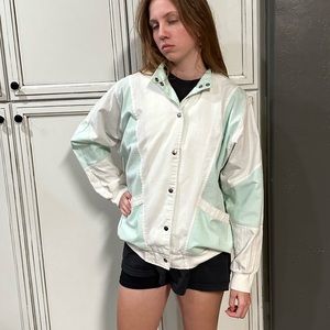 Vintage Westside Connection retro snap jacket teal colorblock 70s 80s coat L